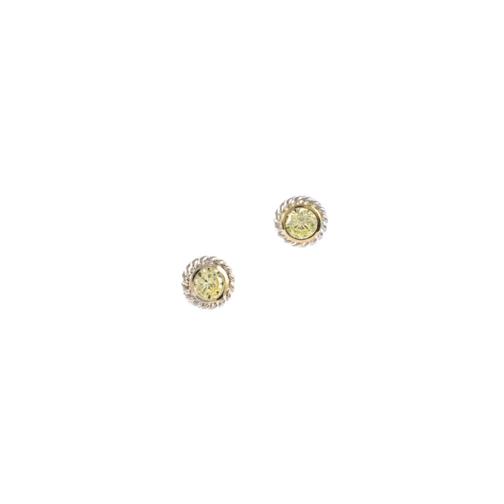 Ohrstecker 925 Silber teilvergoldet Zirkonia hellgrün