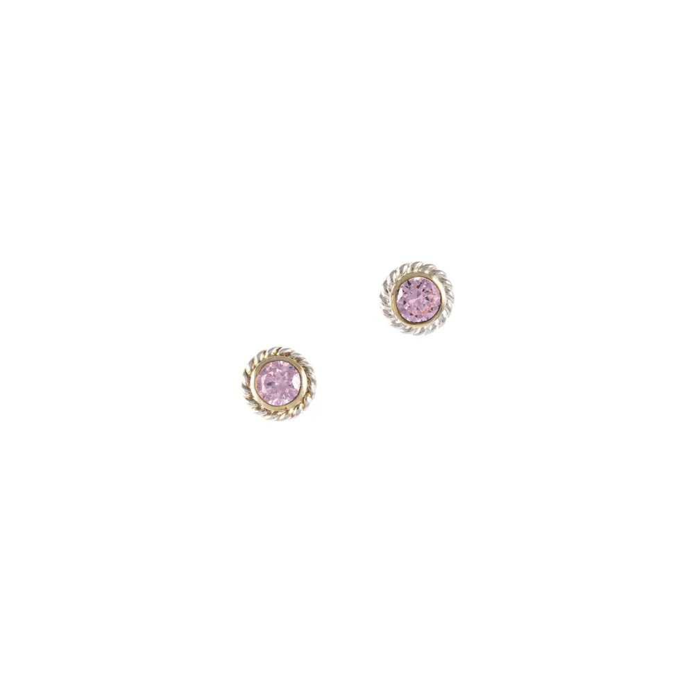 Ohrstecker 925 Silber teilvergoldet Zirkonia rosa