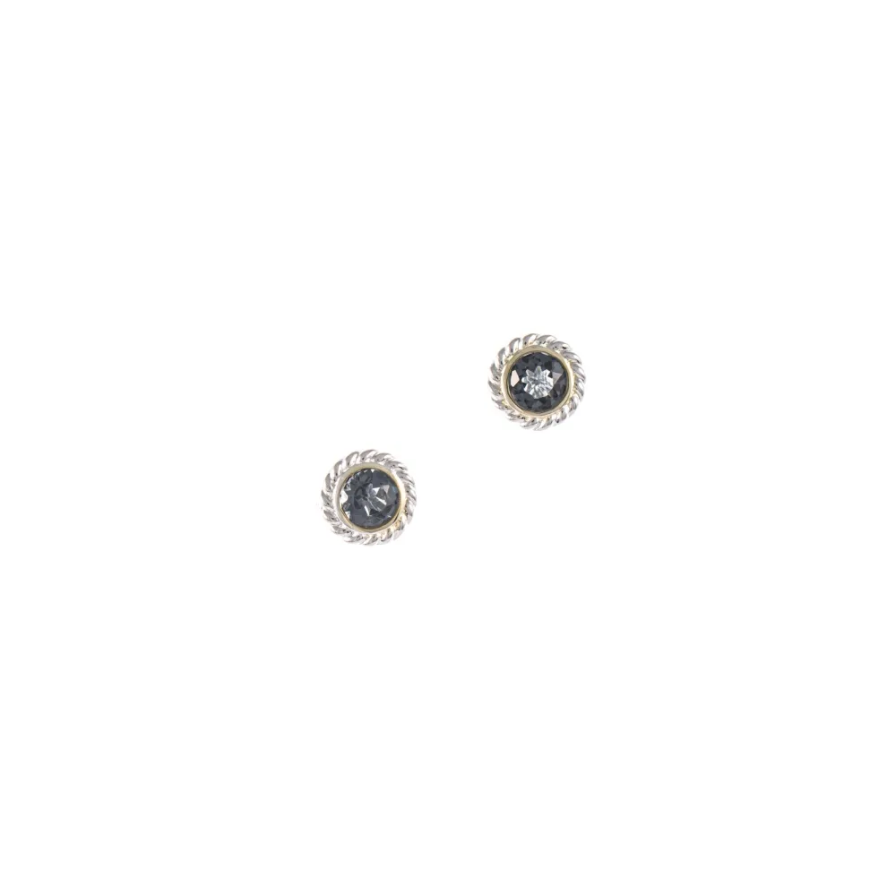 Ohrstecker 925 Silber teilvergoldet Zirkonia anthrazit