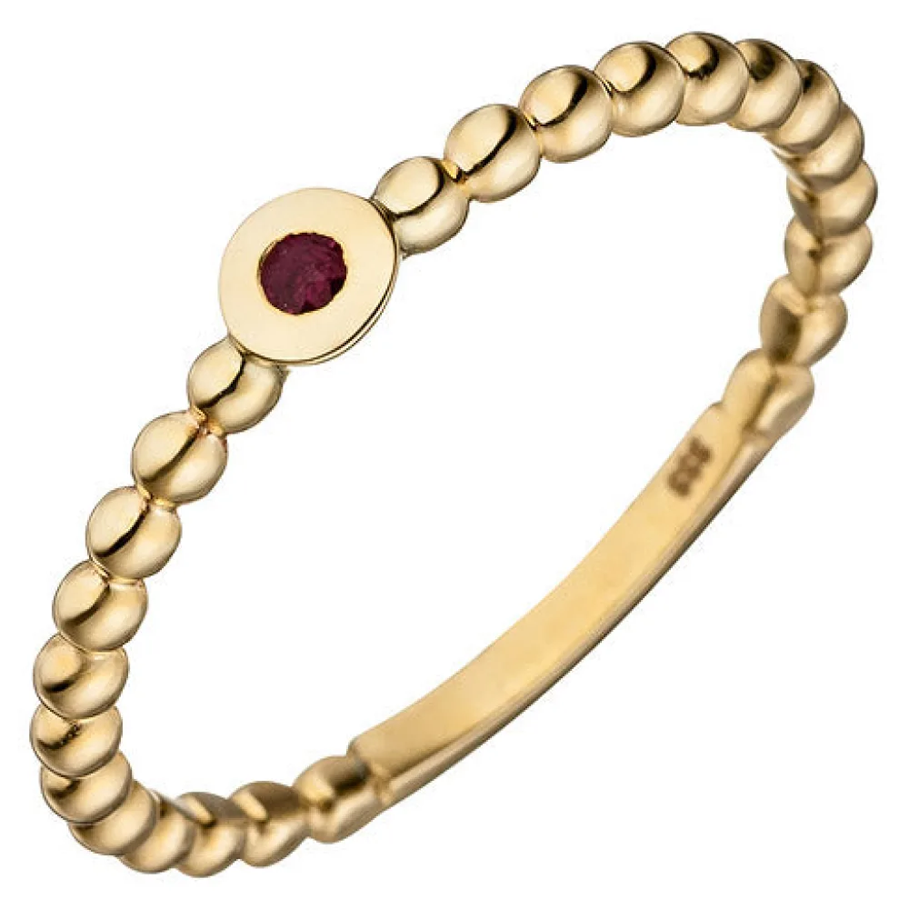 Damen Ring Kugel 333 Gold Gelbgold 1 Rubin rot Kugelring Rubinring-50