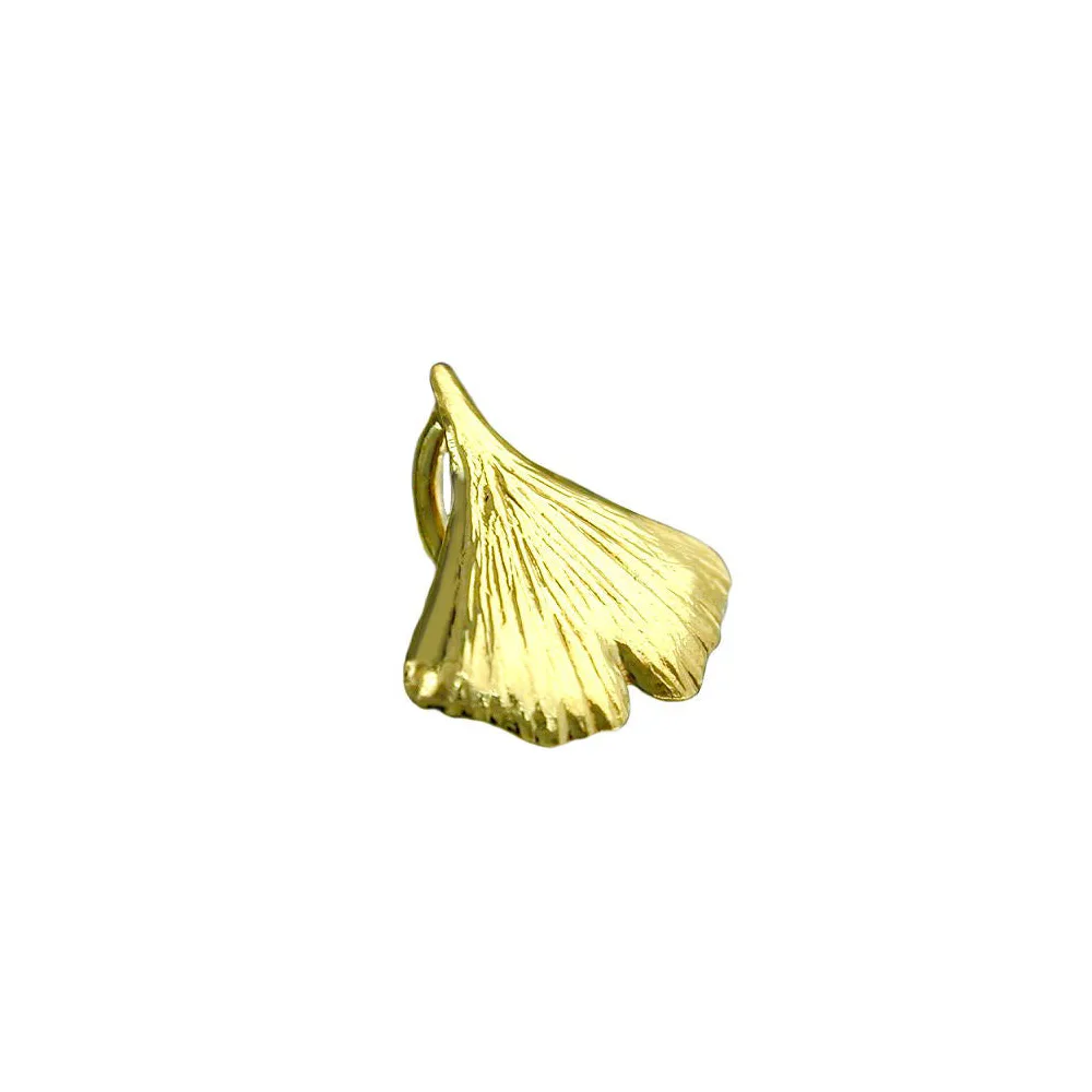 Anhänger 9mm Ginkgoblatt glänzend Gold 375