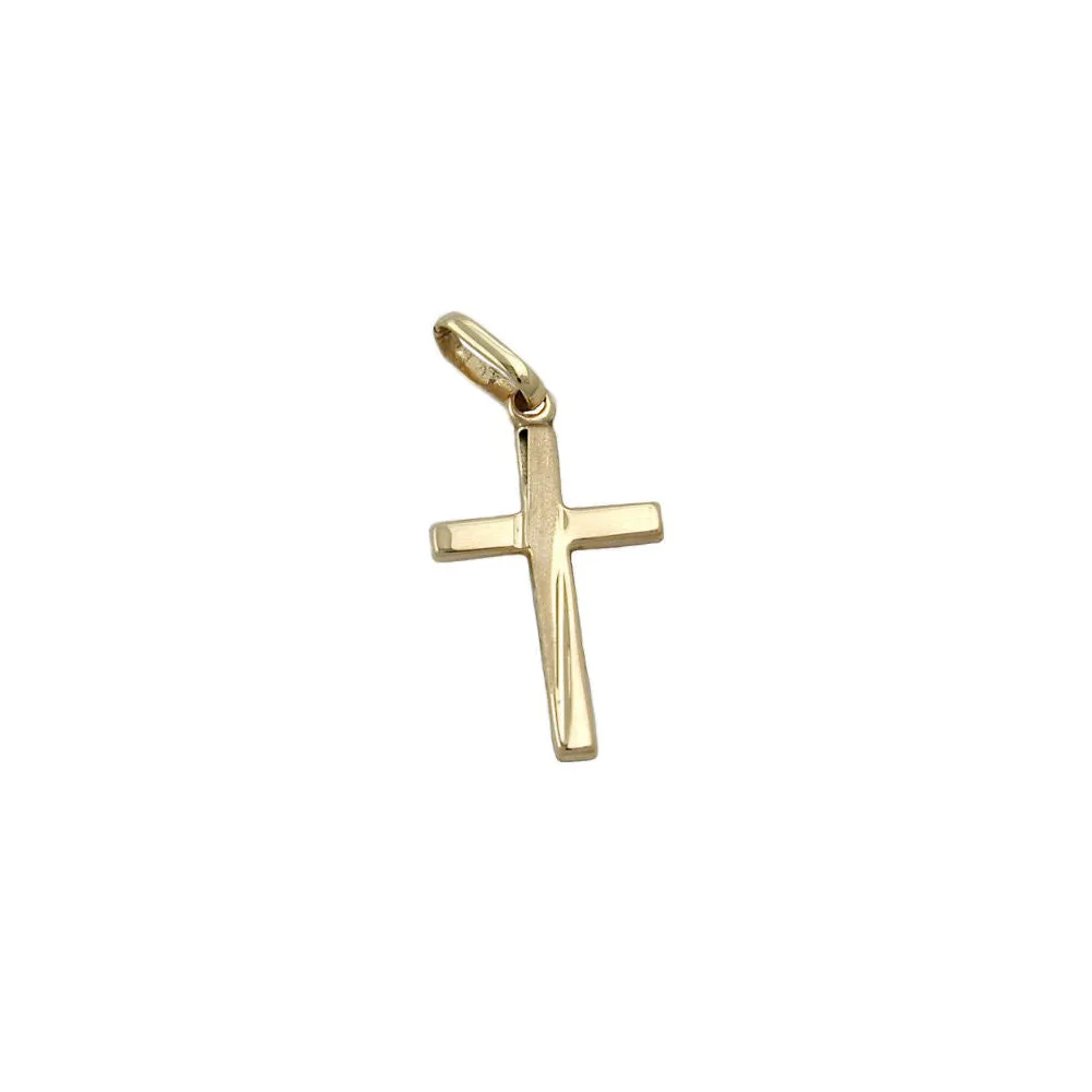 Anhänger Kreuz matt-diamantiert Gold 375