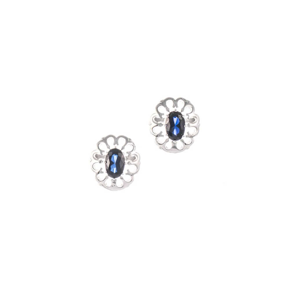 Ohrstecker 925 Silber Zirkonia blau