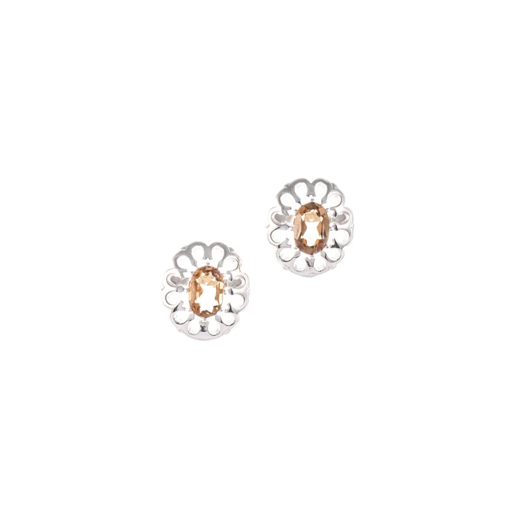 Ohrstecker 925 Silber Zirkonia cognac