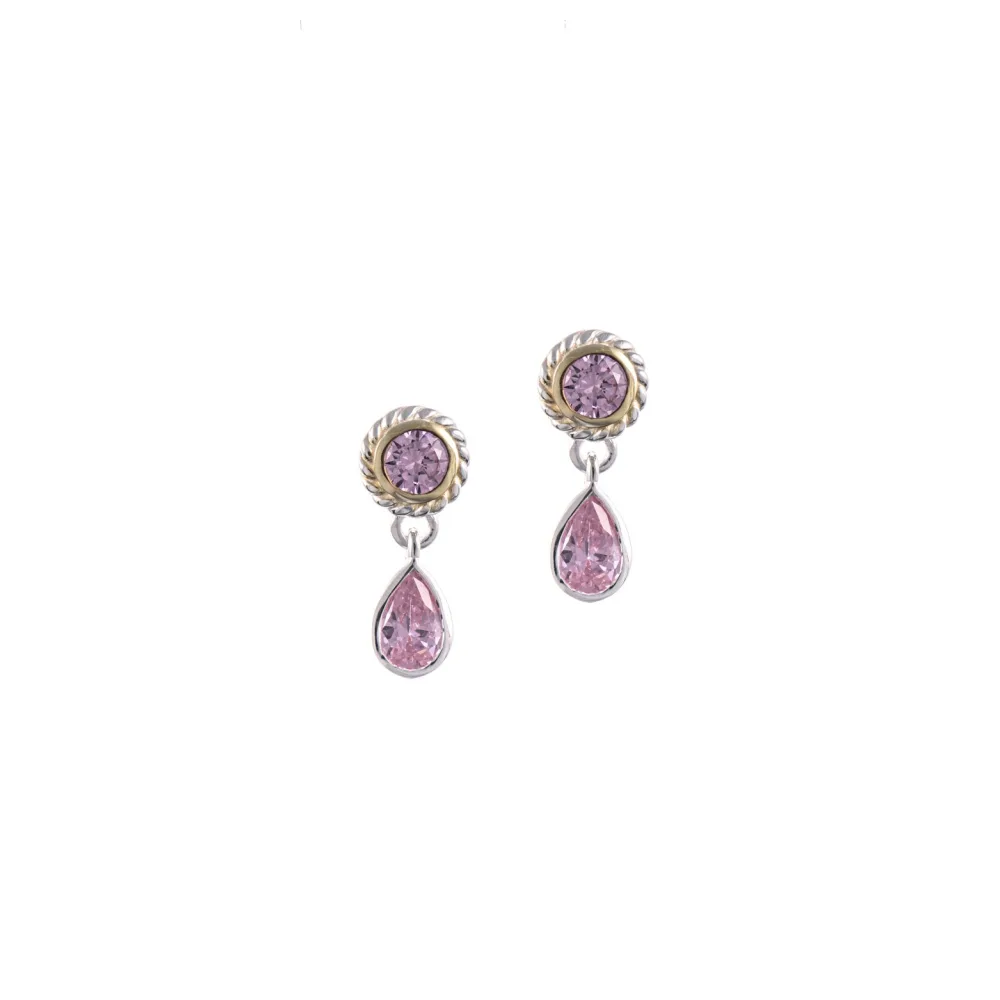 Ohrstecker 925 Silber teilvergoldet Zirkonia rosa