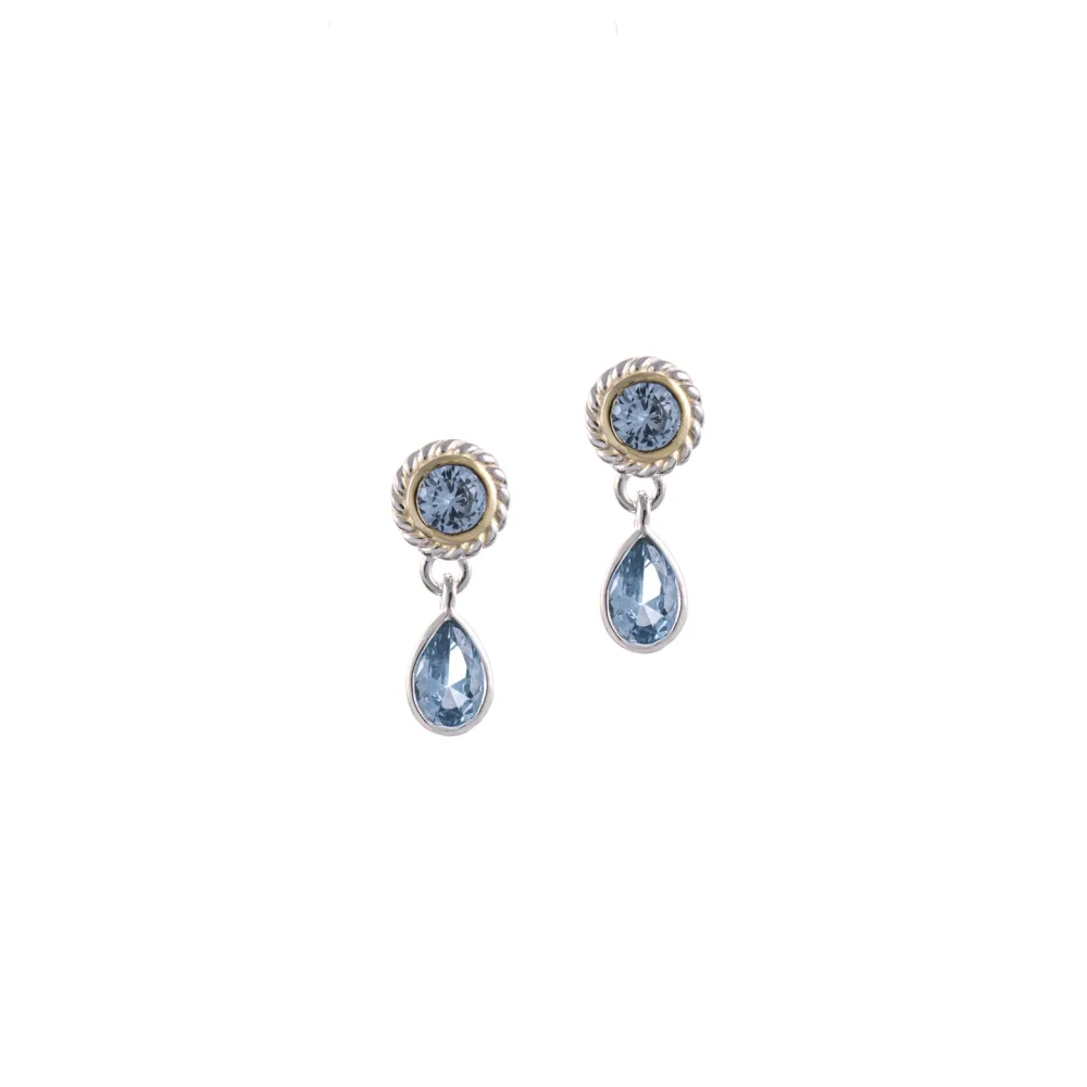 Ohrstecker 925 Silber teilvergoldet Zirkonia hellblau