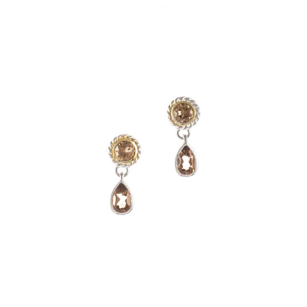 Ohrstecker 925 Silber teilvergoldet Zirkonia cognac