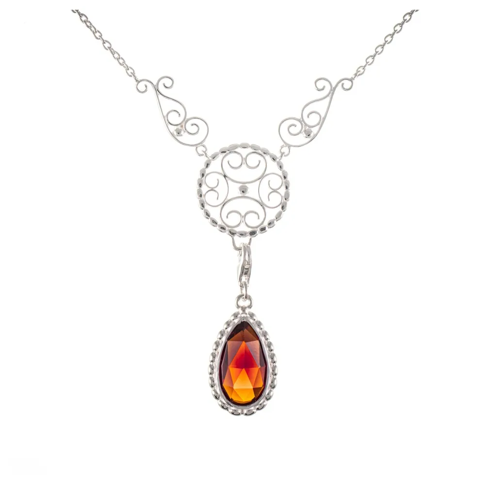 Collier Signature 925 Silber mit wechselbarem Stein rot