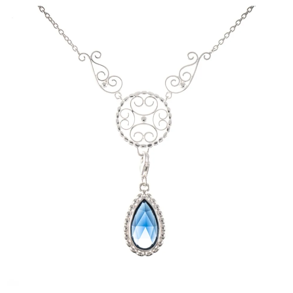 Collier Signature 925 Silber mit wechselbarem Stein blau