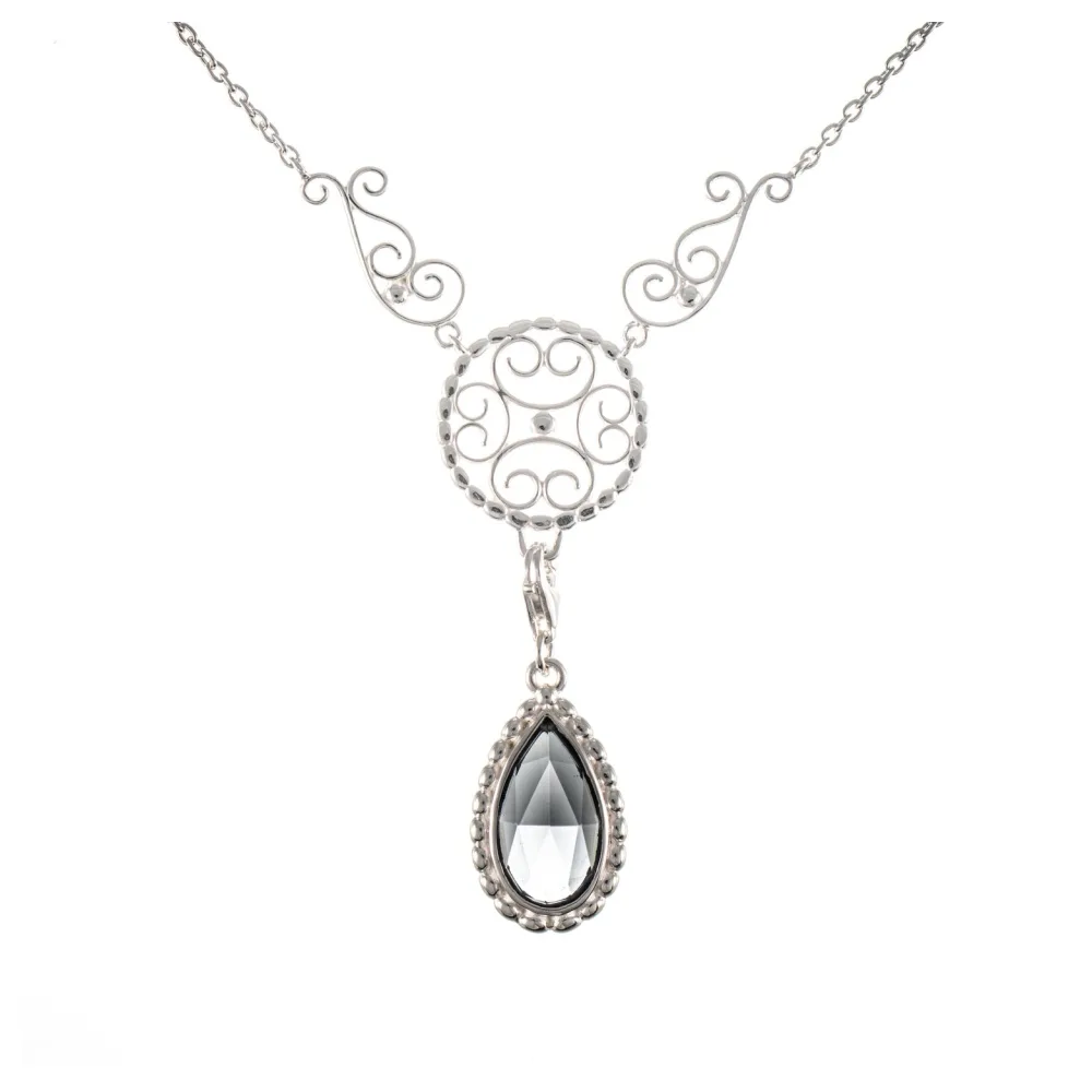 Collier Signature 925 Silber mit wechselbarem Stein anthrazit