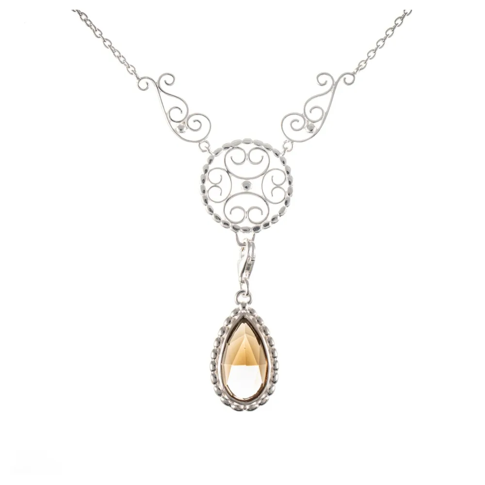Collier Signature 925 Silber mit wechselbarem Stein cognac