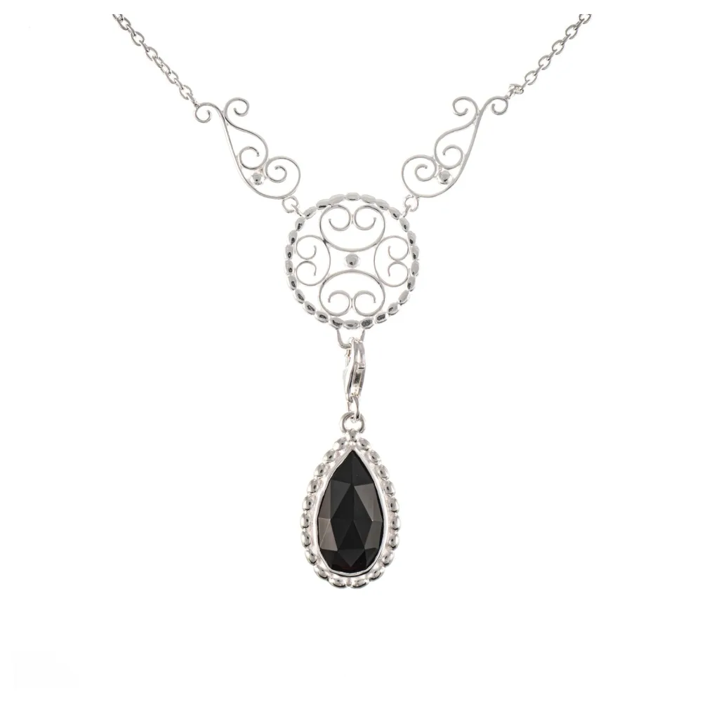Collier Signature 925 Silber mit wechselbarem Stein schwarz
