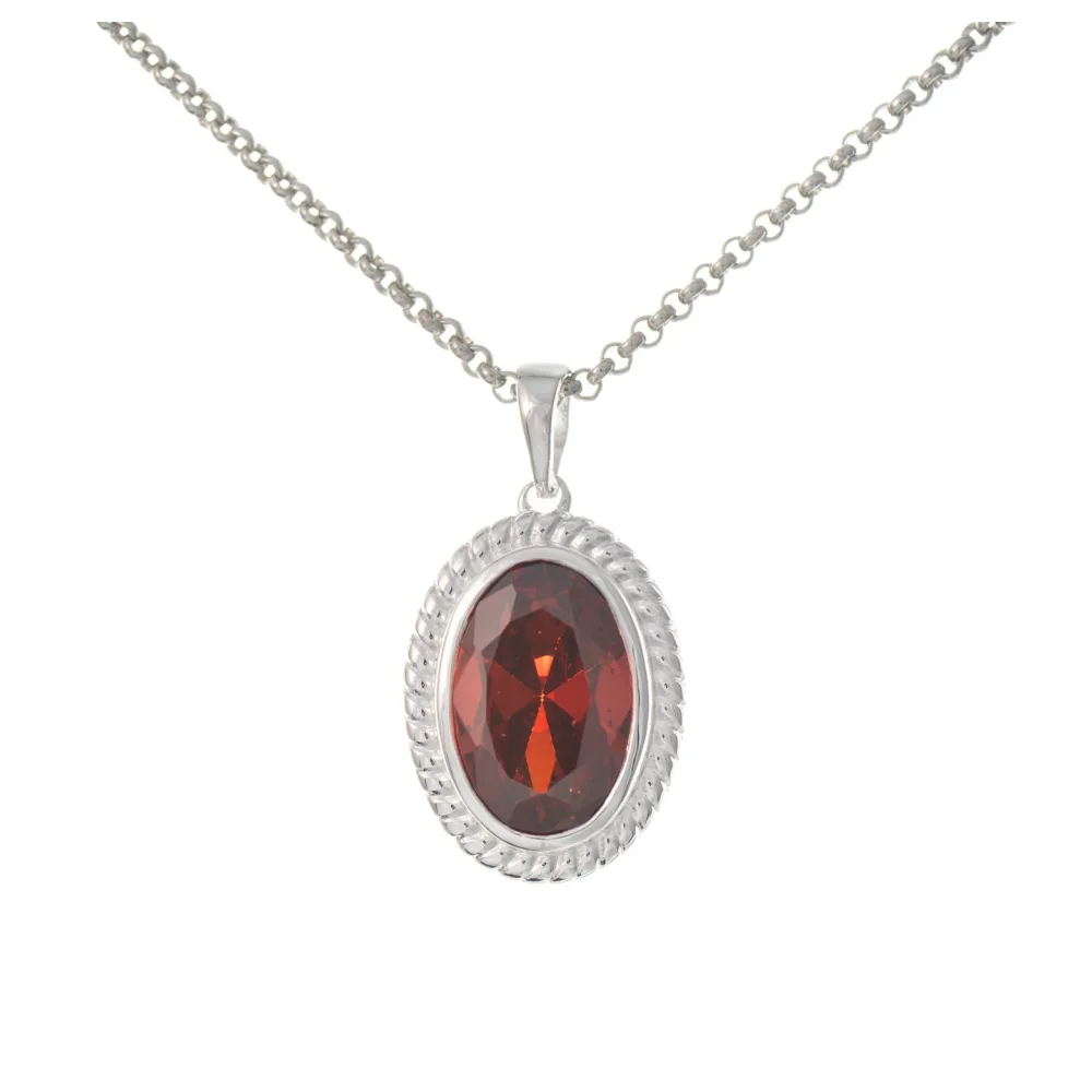 Anhänger mit Kette 925 Silber Zirkonia rot