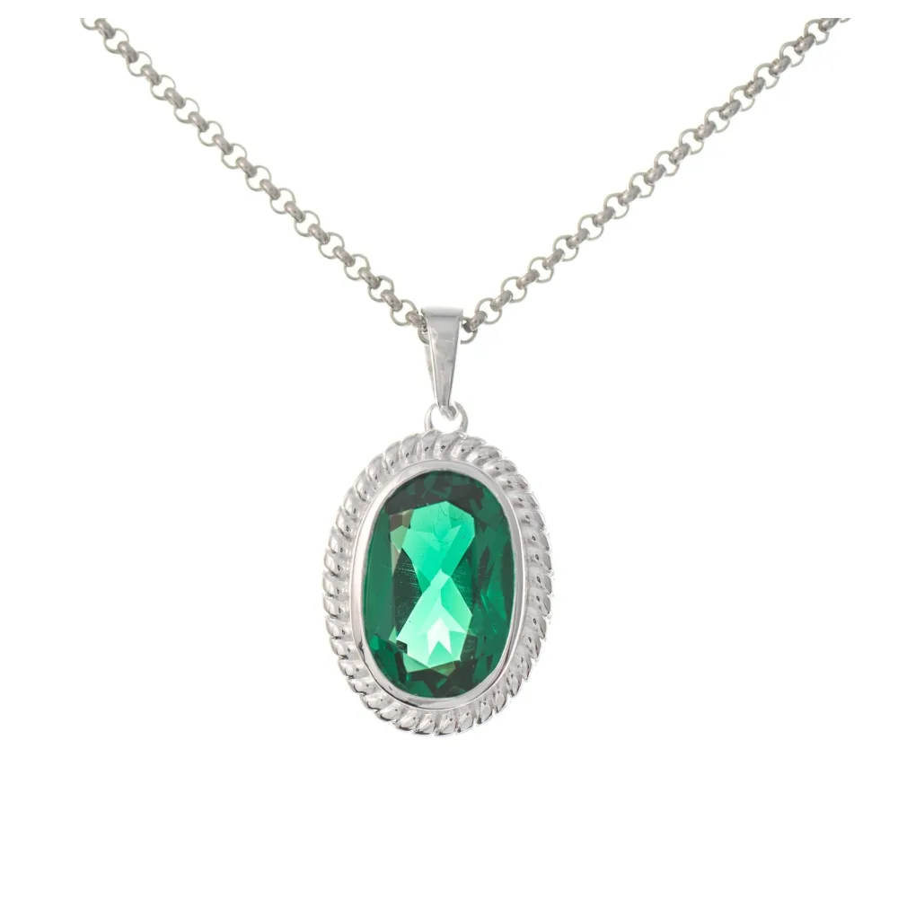 Anhänger mit Kette 925 Silber Zirkonia grün