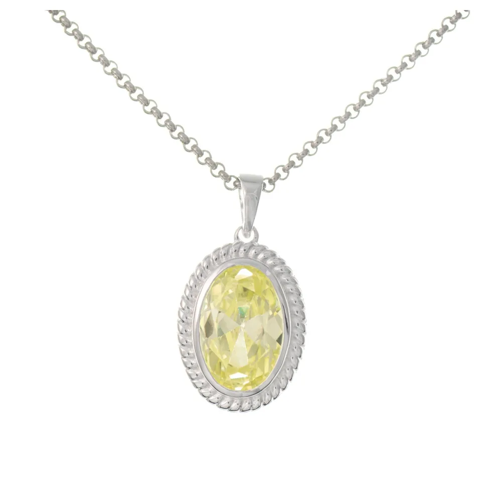 Anhänger mit Kette 925 Silber Zirkonia hellgrün