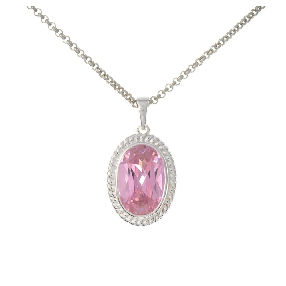 Anhänger mit Kette 925 Silber Zirkonia rosa