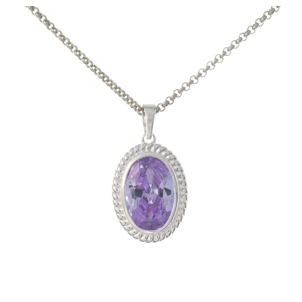Anhänger mit Kette 925 Silber Zirkonia flieder
