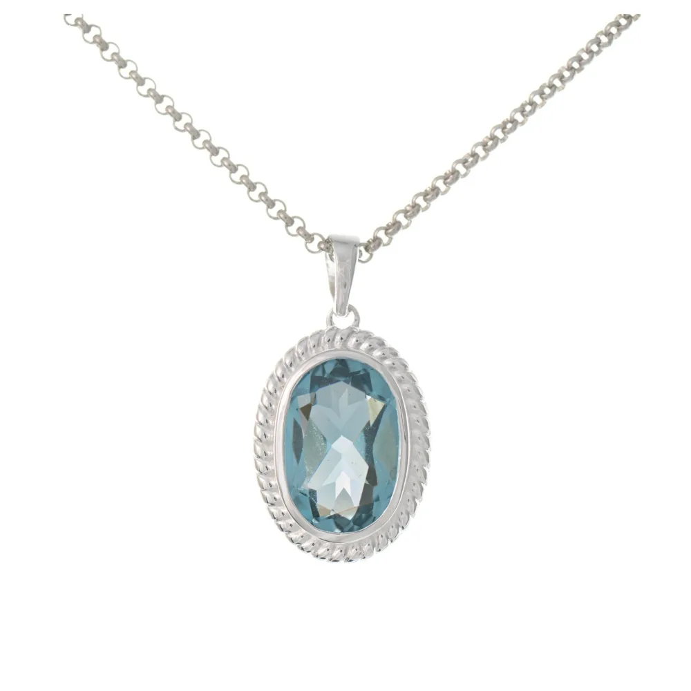 Anhänger mit Kette 925 Silber Zirkonia hellblau