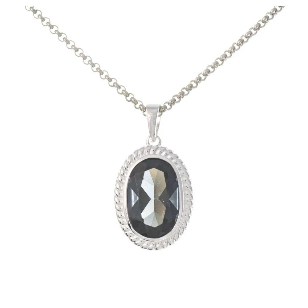 Anhänger mit Kette 925 Silber Zirkonia anthrazit