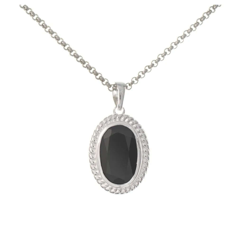 Anhänger mit Kette 925 Silber Zirkonia schwarz