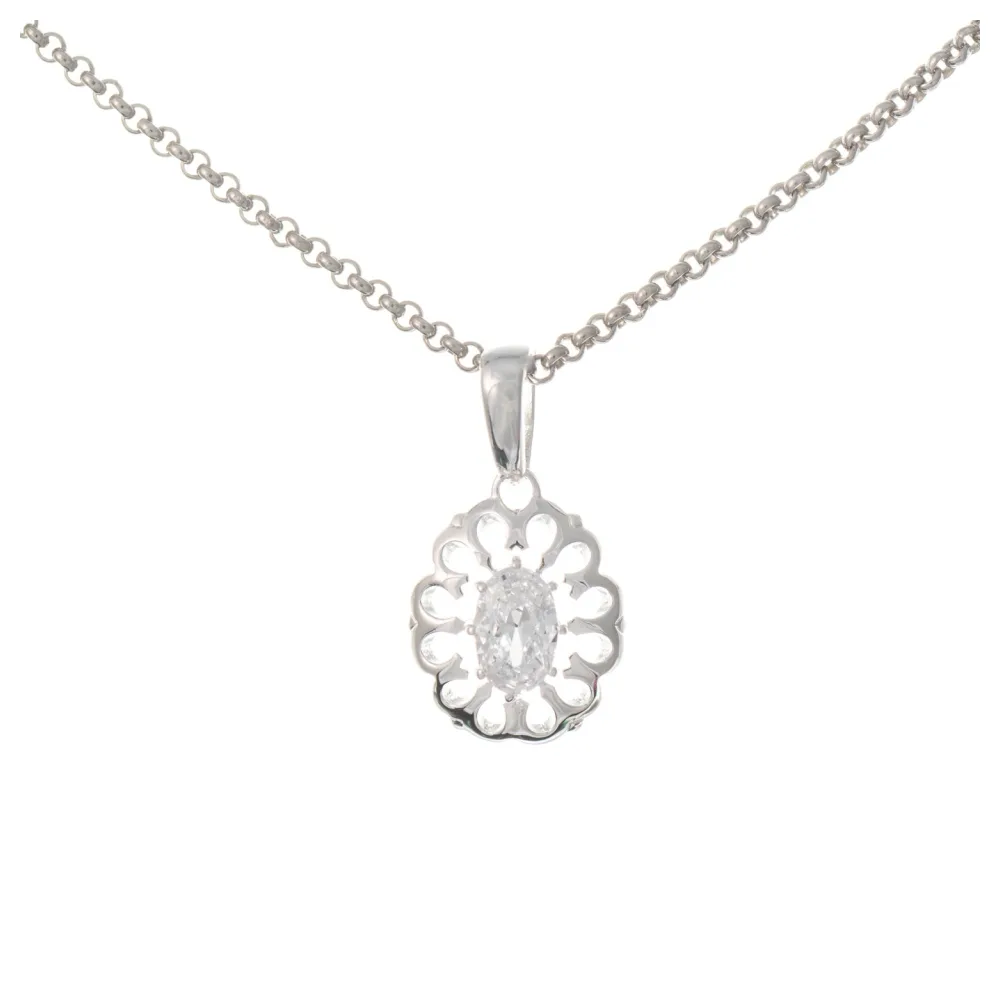 Anhänger mit Kette 925 Silber Zirkonia weiss
