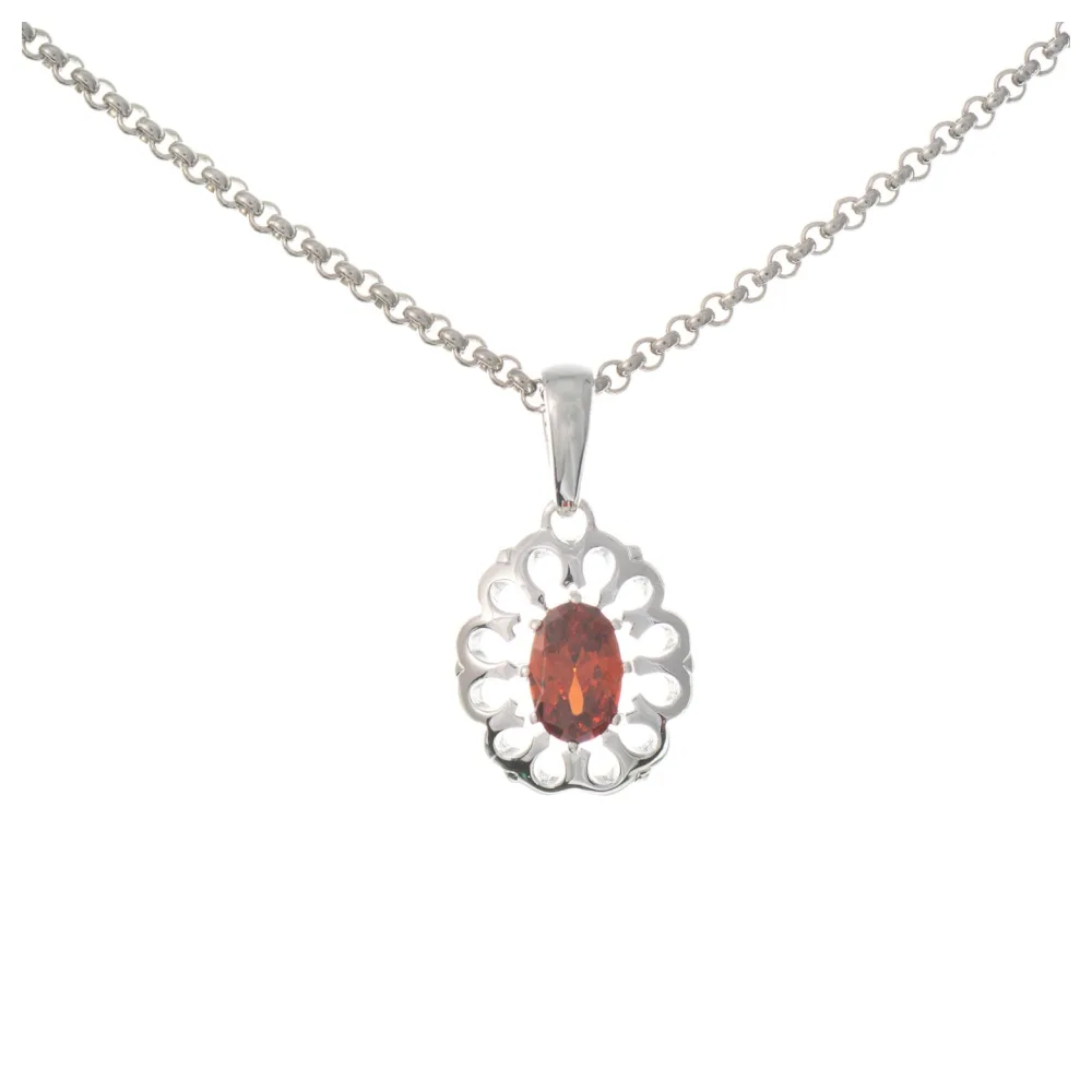 Anhänger mit Kette 925 Silber Zirkonia rot