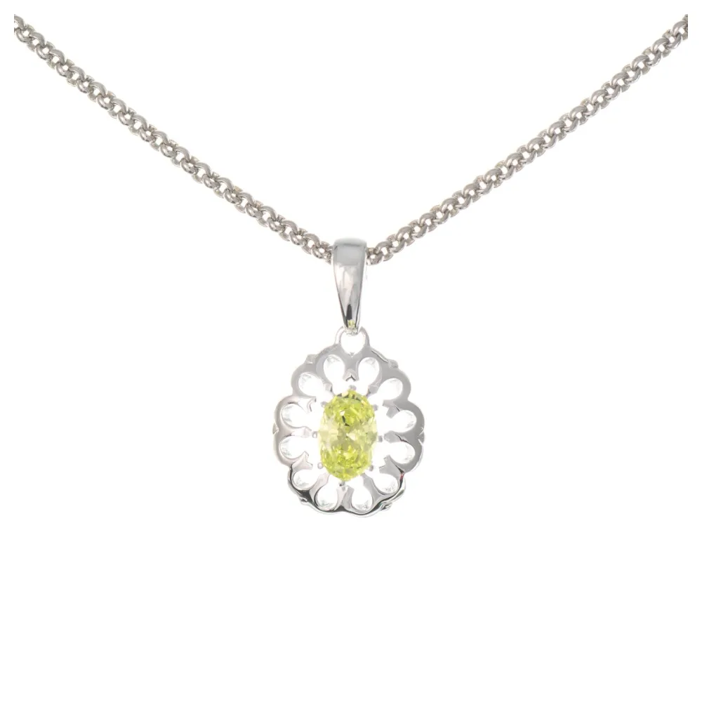 Anhänger mit Kette 925 Silber Zirkonia hellgrün
