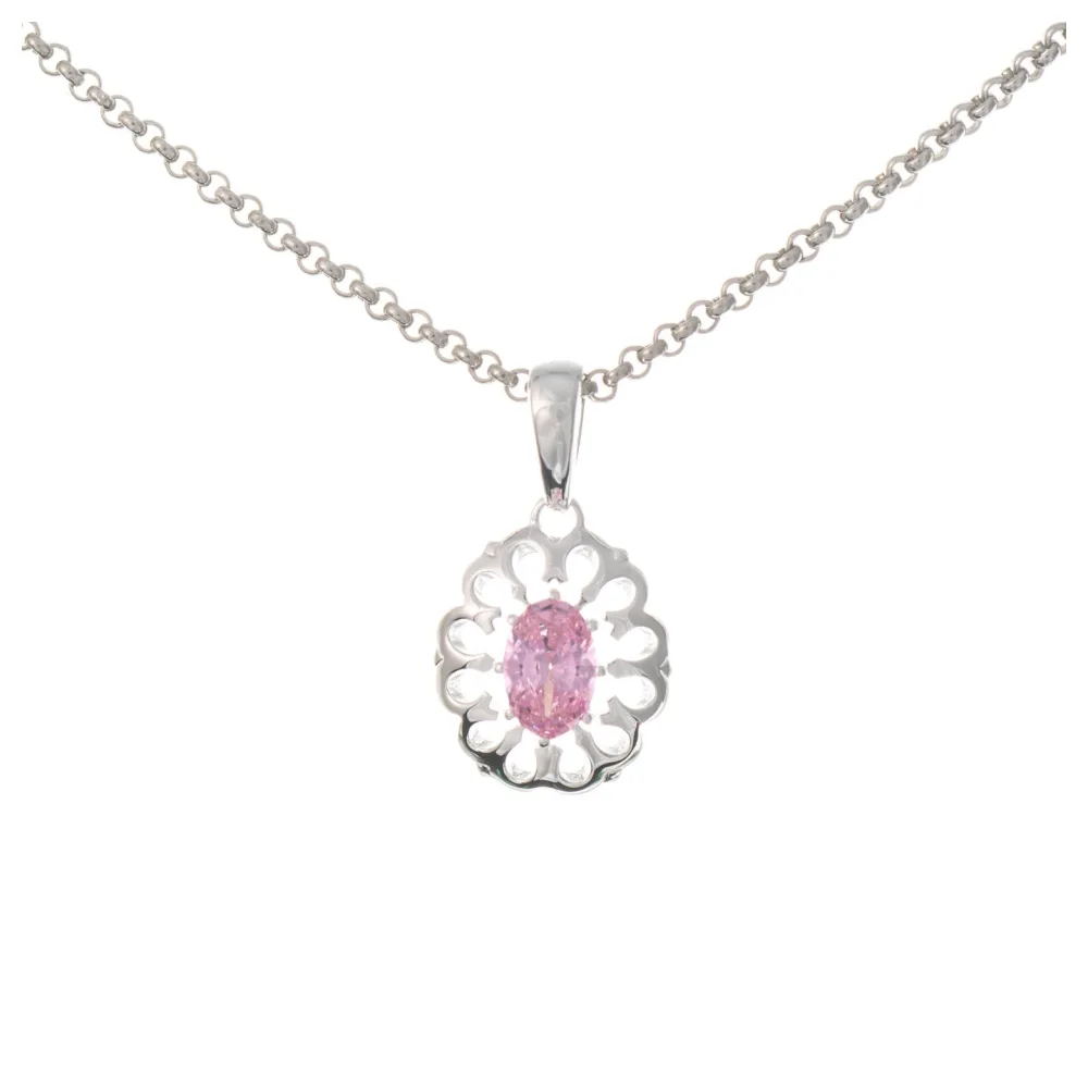 Anhänger mit Kette 925 Silber Zirkonia rosa