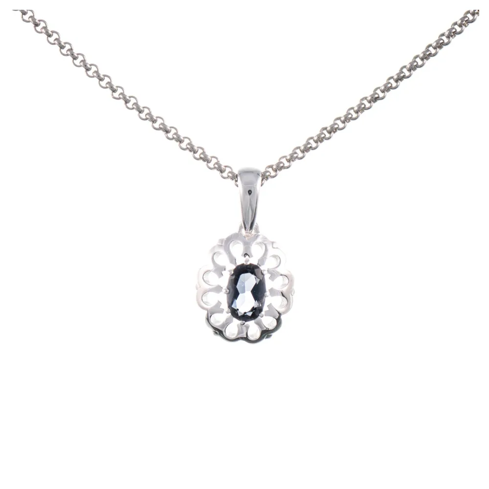 Anhänger mit Kette 925 Silber Zirkonia anthrazit