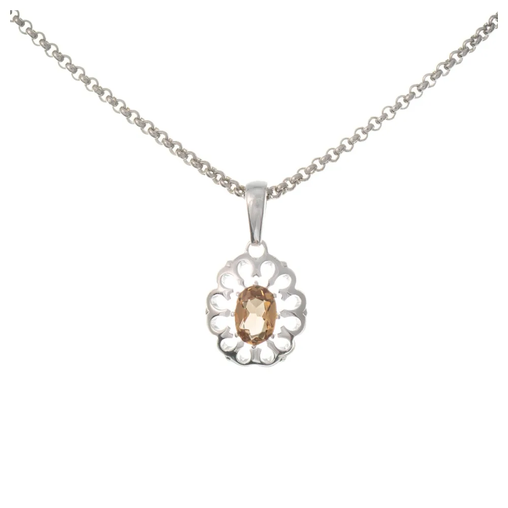 Anhänger mit Kette 925 Silber Zirkonia cognac