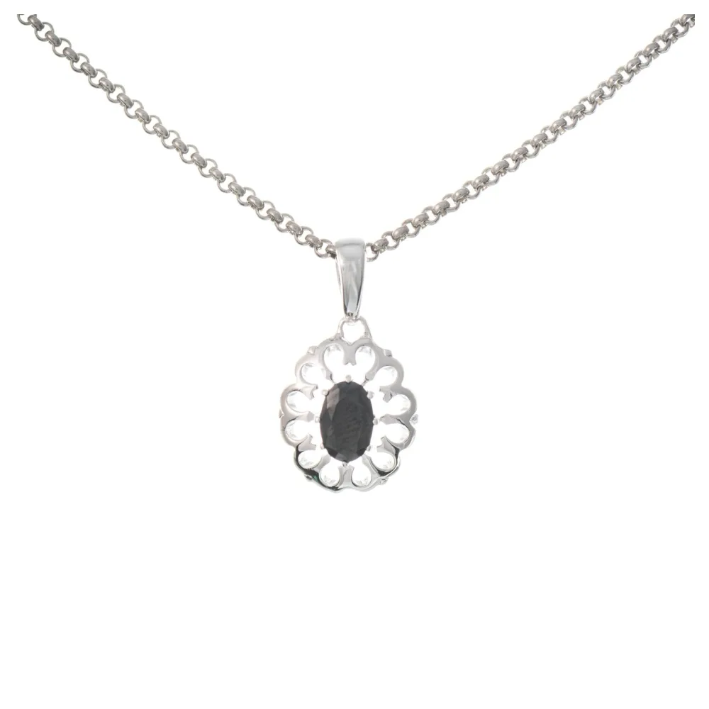 Anhänger mit Kette 925 Silber Zirkonia schwarz