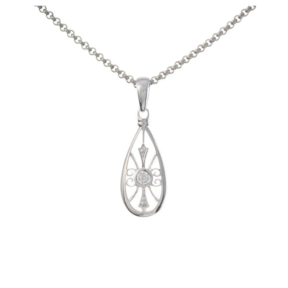 Anhänger mit Kette 925 Silber Zirkonia weiss