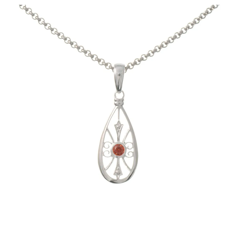 Anhänger mit Kette 925 Silber Zirkonia rot