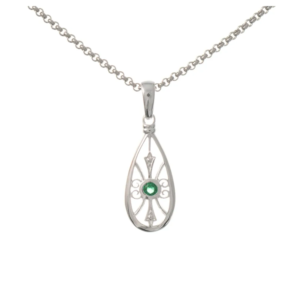 Anhänger mit Kette 925 Silber Zirkonia grün