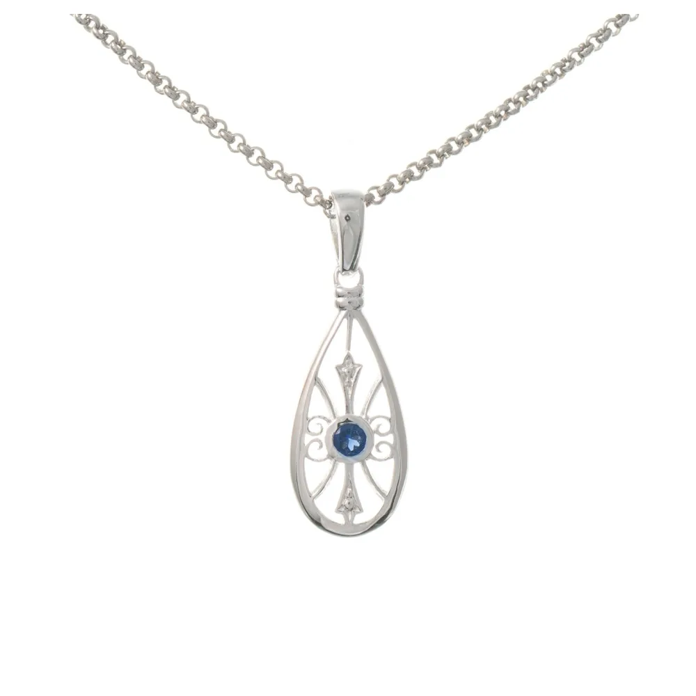 Anhänger mit Kette 925 Silber Zirkonia blau
