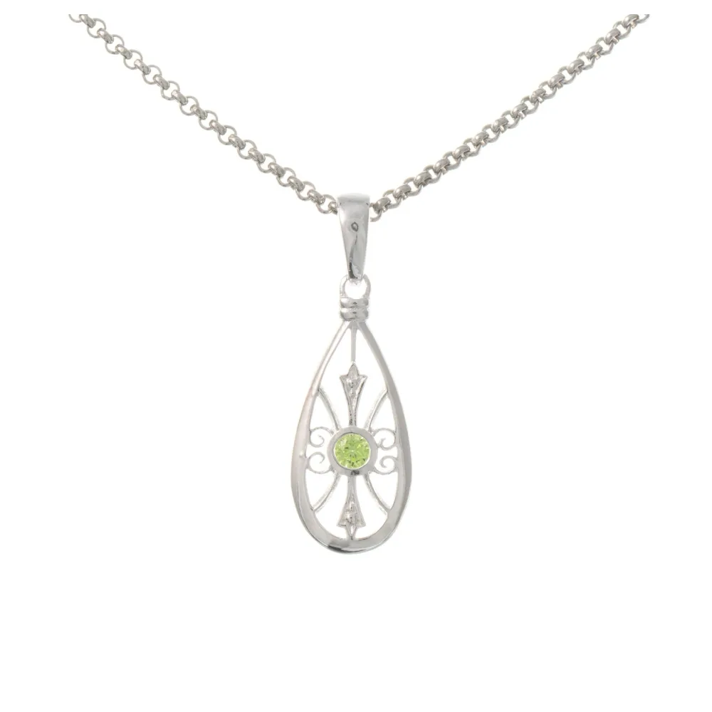 Anhänger mit Kette 925 Silber Zirkonia hellgrün