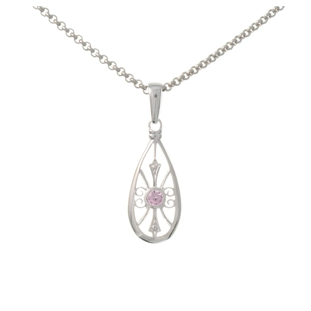 Anhänger mit Kette 925 Silber Zirkonia rosa