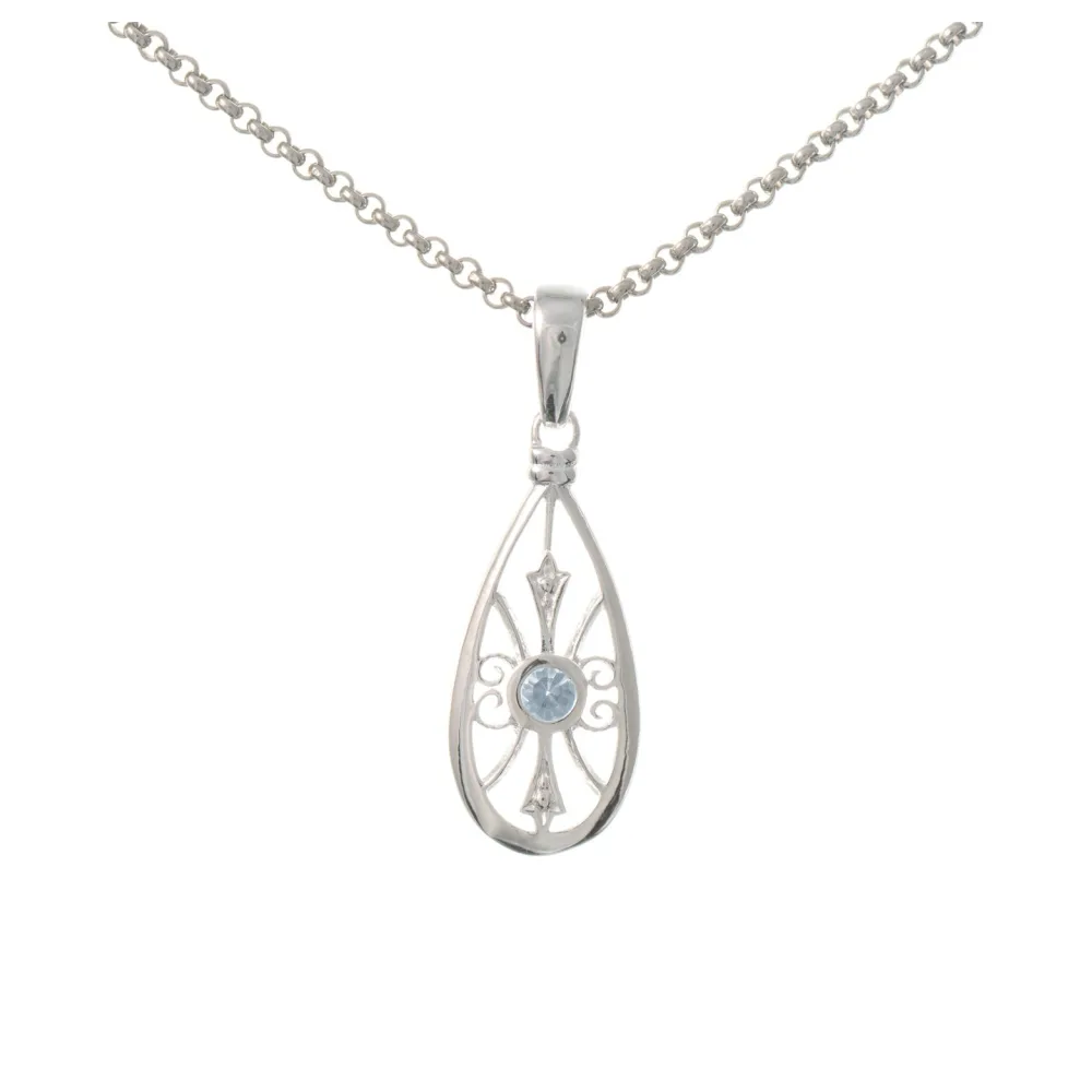 Anhänger mit Kette 925 Silber Zirkonia hellblau