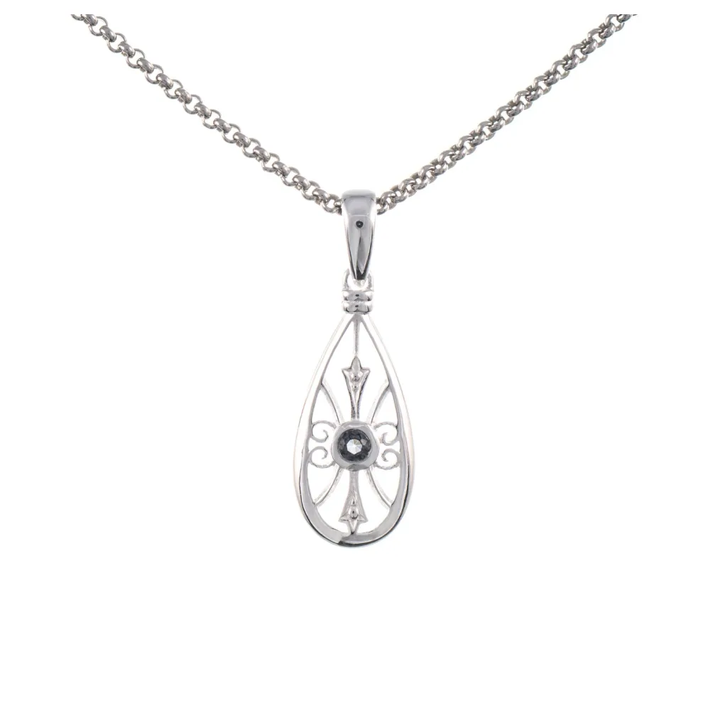 Anhänger mit Kette 925 Silber Zirkonia anthrazit