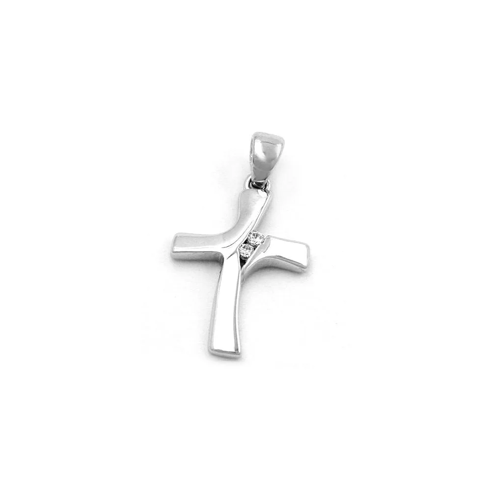 Anhänger Kreuz Zirkonia 9Kt Weißgold
