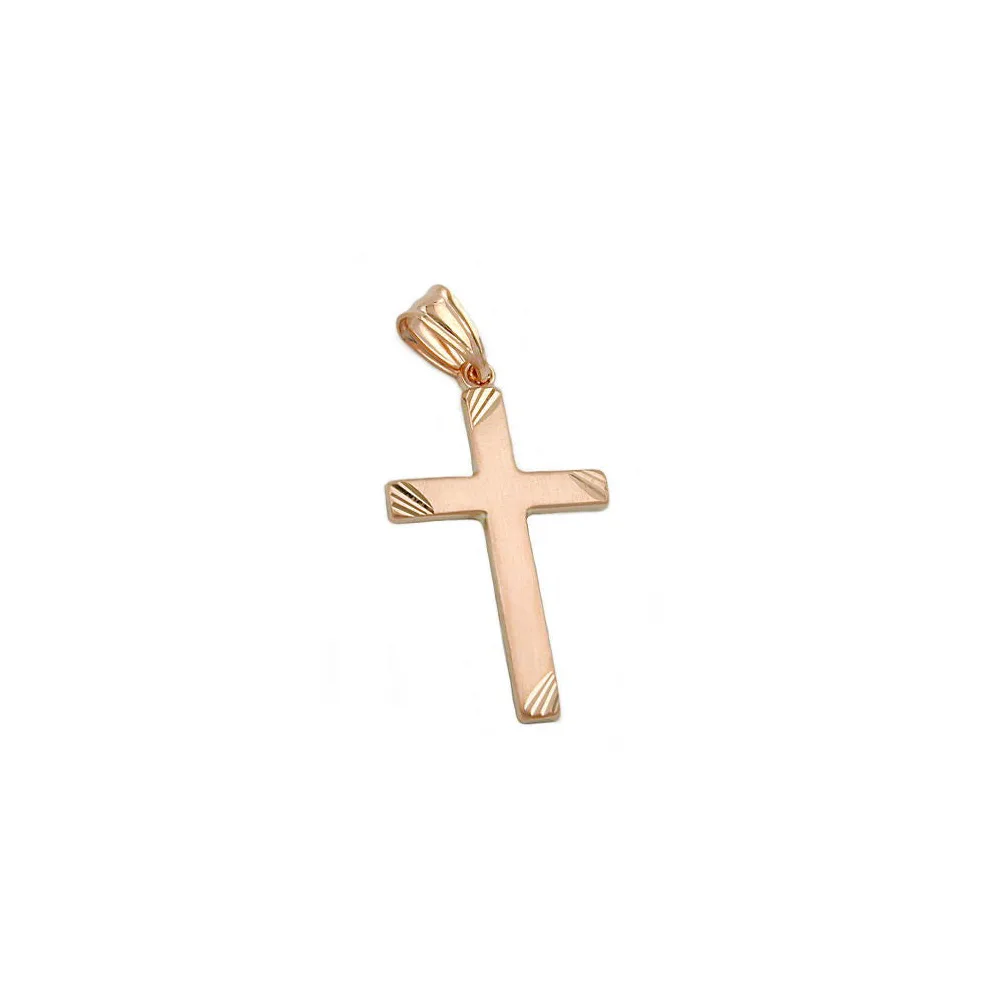 Anhänger Kreuz matt-diam 9Kt Rotgold