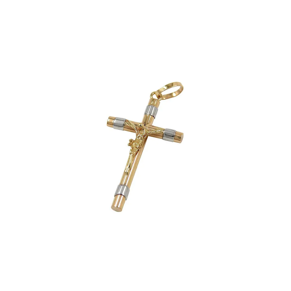 Anhänger Kreuz bicolor Gold 375