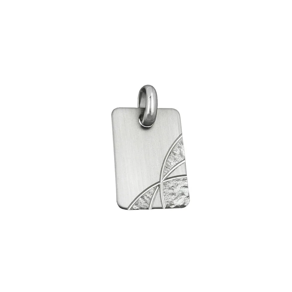Anhänger Gravurplatte matt-diamantiert rhodiniert Silber 925