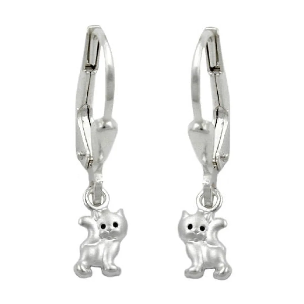 Ohrringe Brisur Katze matt-glänzend Silber 925