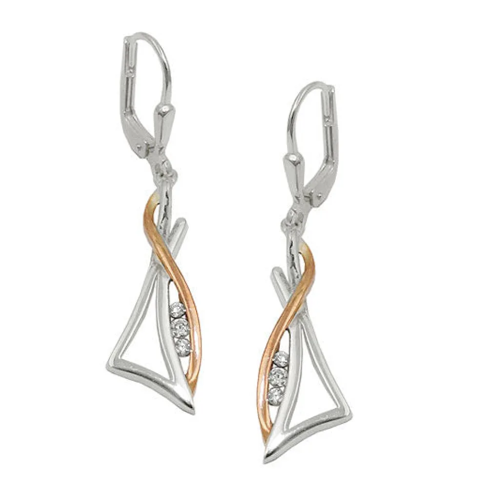 Ohrringe Brisur bicolor rosevergoldet Zirkonia Silber 925