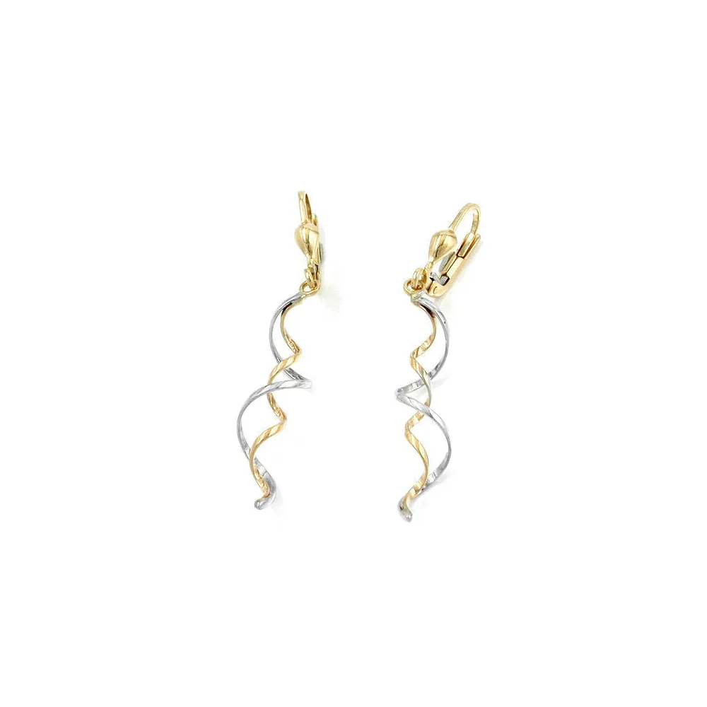 Ohrringe Brisur 2 Spiralen bicolor Gold 375