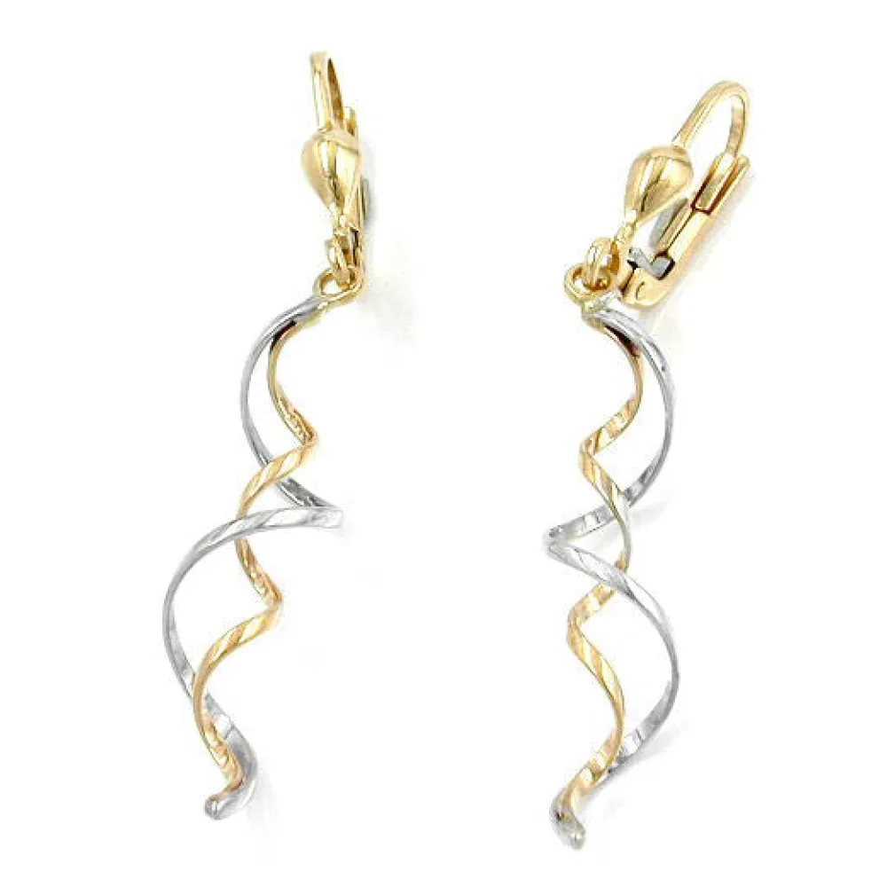 Ohrringe Brisur 2 Spiralen bicolor Gold 375