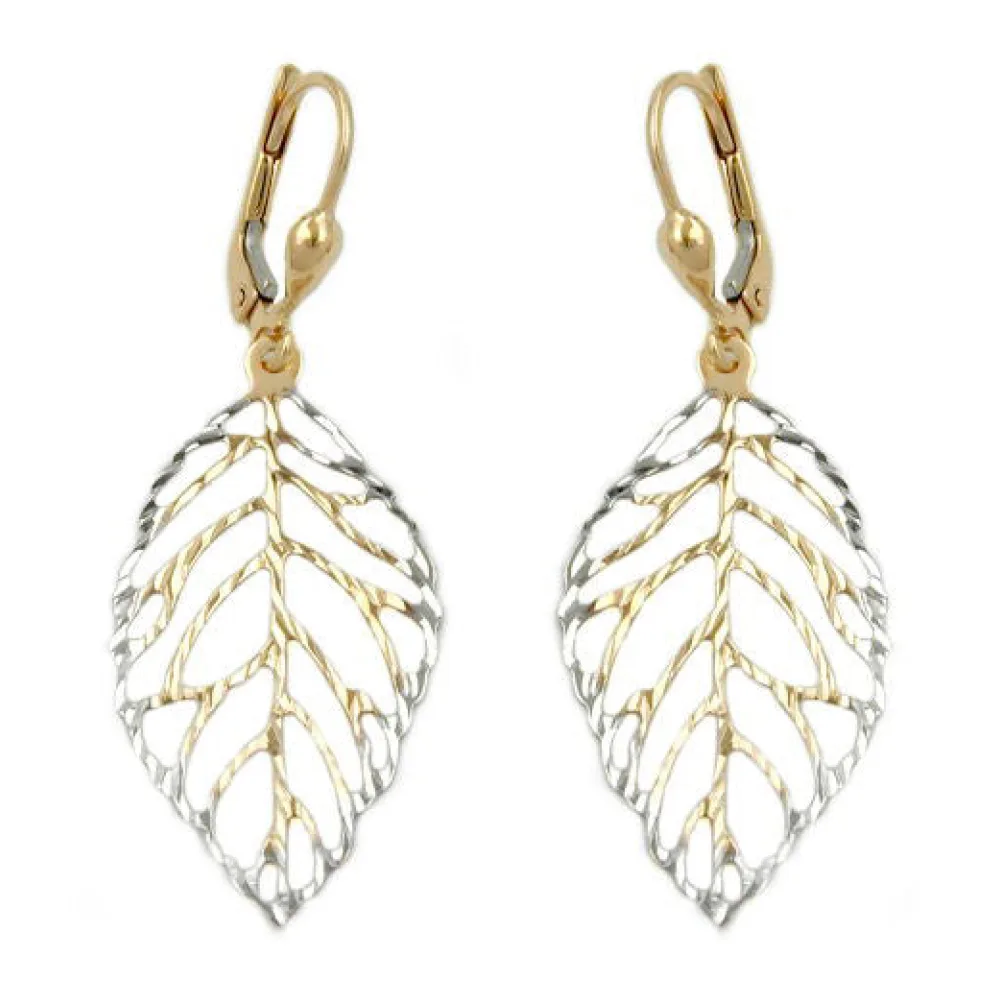 Ohrringe Brisur Blatt durchbrochen Gold 375