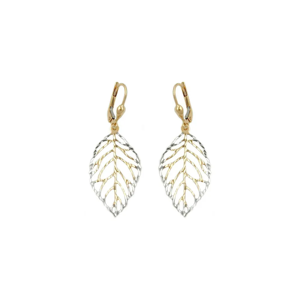 Ohrringe Brisur Blatt durchbrochen Gold 375