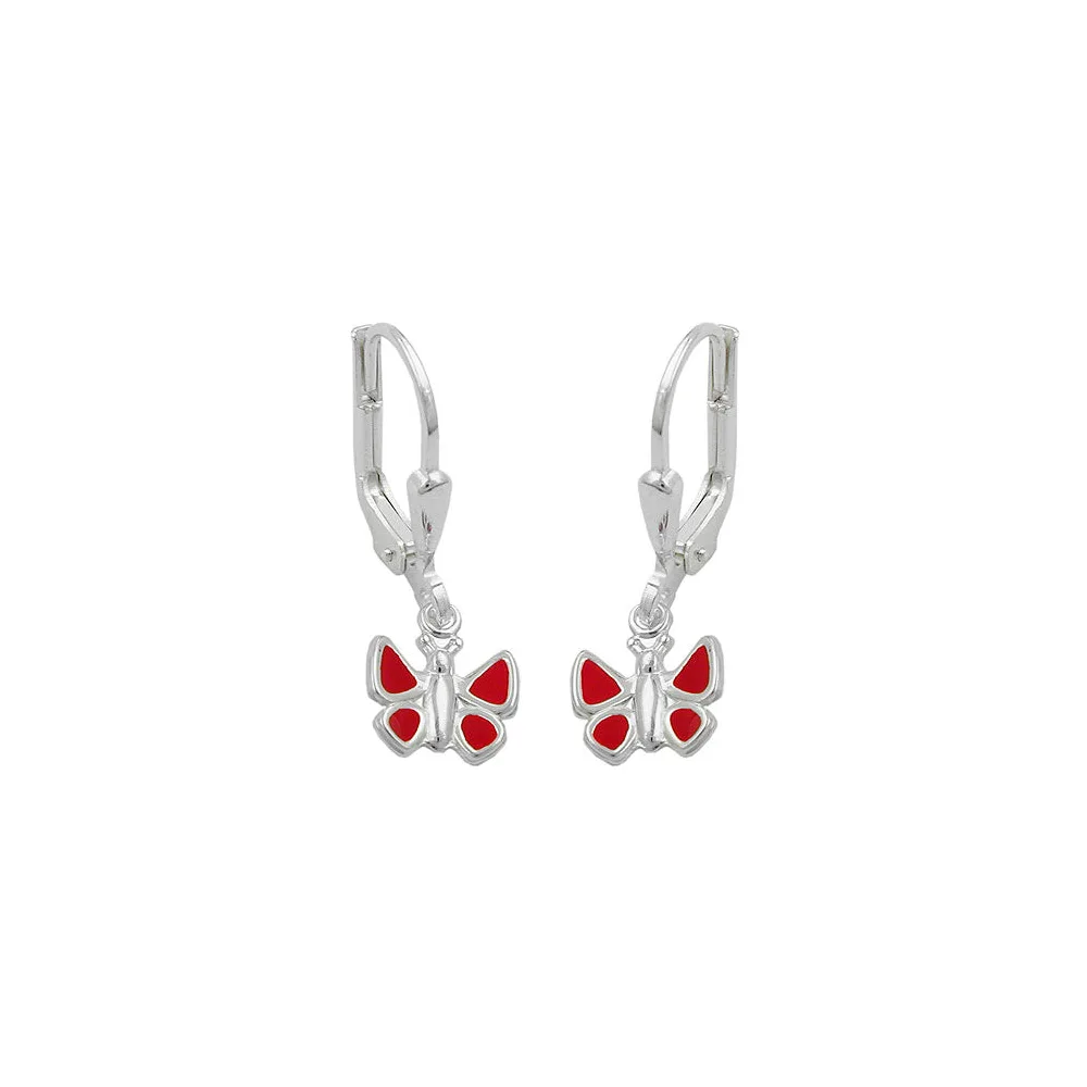 Ohrringe Brisur Schmetterling rot Silber 925